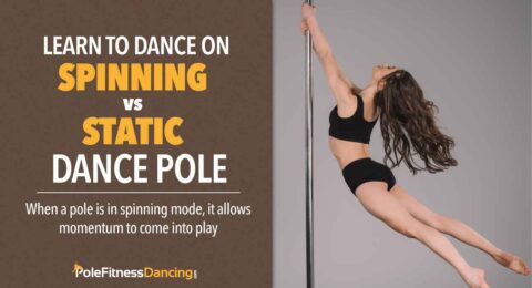A girl spinning on a spin pole